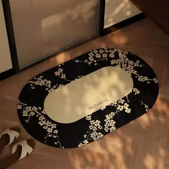 Ink Rhyme Retro Light Luxury Коврик для ванной комнаты Нескользящий коврик Коврик для входной двери Туалетный коврик Впитывающий быстросохнущий коврик для дома 40 * 60 diatom mud