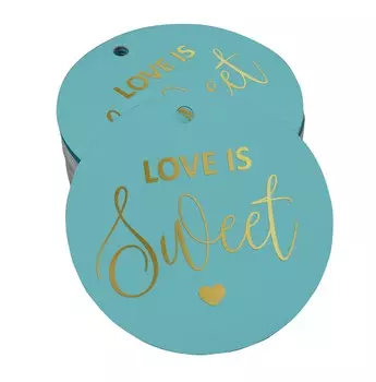Inkdotpot 100 - Pack Бумажная бирка из натуральной золотой фольги Love Is Sweet Wedding Favor Hang 50 Gold Foil Tags аква голубой