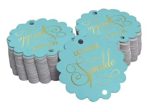 Inkdotpot 100 Pack Let Love Sparkle Wedding Favor Paper Tags Craft Real Gold Foil Hang 50 Gold Foil Tags розовый