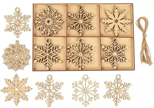 Inkdotpot 18 шт. Рождественские украшения, незаконченные деревянные лазерные вырезы в форме дерева/колокольчика, подвесное украшение 3.5x4 коричневый