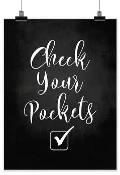 Inkdotpot 1 шт. Знаки для прачечной для декора прачечной Проверьте свои карманы Плакат с рамкой, настенные художественные знаки для прачечной 10x12 Inches - Poster Only чёрный