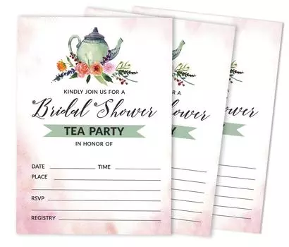 Inkdotpot 30 Приглашений на девичникЧайная вечеринкаСвадебный заполняющий стиль приглашает Бланк 5 x 7 белый