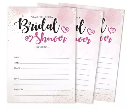 Inkdotpot 30 Приглашений на девичникВсплеск акварелиСвадебный стиль заливки приглашает Бланк 5 x 7 белый