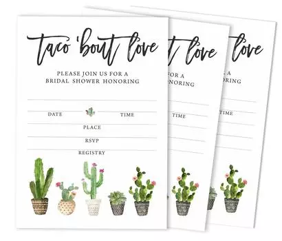 Inkdotpot 30 приглашений на свадебный душA Cactus Taco bout loveA Wedding Fill-In Style Invites Blank 5 x 7 белый