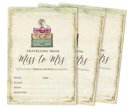 Inkdotpot 30 приглашений на свадебный душA TravellingA Wedding Fill-In Style Invites Blank 5 x 7 светло-желтого
