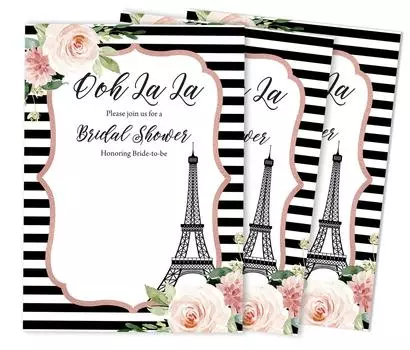 Inkdotpot 30 приглашений на свадебный душЦветочная Эйфелева башняСвадебный стиль заполнения приглашает пустым 5 x 7 белый