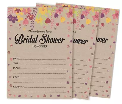 Inkdotpot 30 приглашений на свадебный душСельский крафт-цветокСвадебный заполняющий стиль приглашает Бланк 5 x 7 бежевый