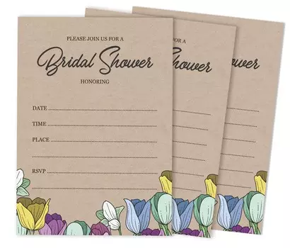 Inkdotpot 30 приглашений на свадебный душСельский крафт-цветокСвадебный заполняющий стиль приглашает Бланк 5 x 7 бежевый