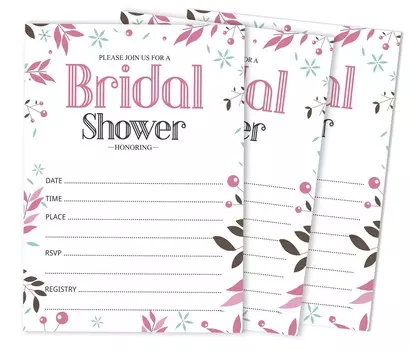 Inkdotpot 30 Приглашения на девичникЦветочный стильЗаливка на свадьбу приглашает Бланк 5 x 7 белый