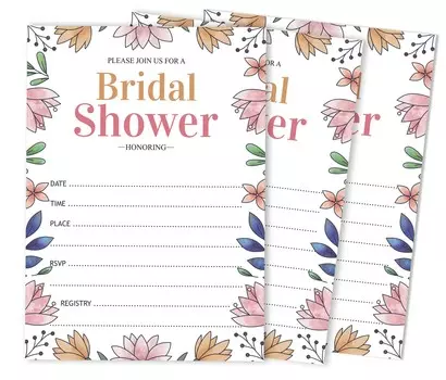 Inkdotpot 30 Приглашения на девичникЦветочный стильЗаливка на свадьбу приглашает Бланк 5 x 7 белый