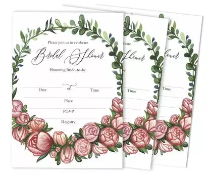 Inkdotpot 30 Приглашения на девичникЦветочный стильЗаливка на свадьбу приглашает Бланк 5 x 7 белый