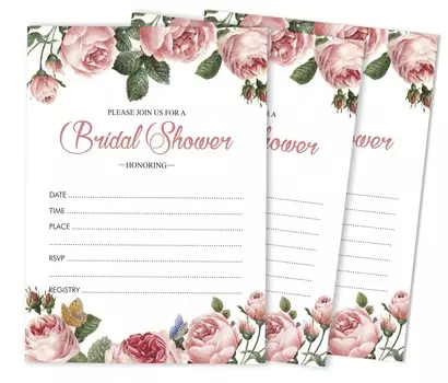 Inkdotpot 30 Приглашения на девичникЦветочный стильЗаливка на свадьбу приглашает Бланк 5 x 7 белый