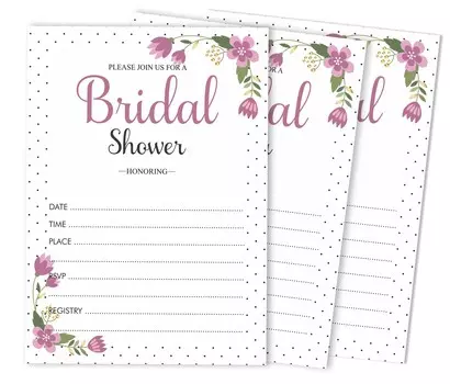 Inkdotpot 30 Приглашения на девичникЦветочный стильЗаливка на свадьбу приглашает Бланк 5 x 7 белый