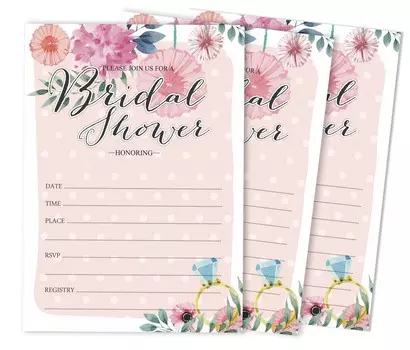 Inkdotpot 30 Приглашения на девичникЦветочный стильЗаливка на свадьбу приглашает Бланк 5 x 7 персиковый