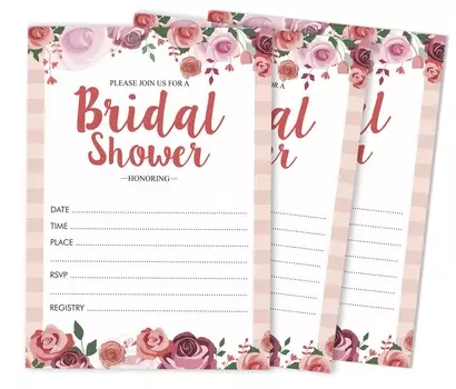 Inkdotpot 30 Приглашения на девичникЦветочный стильЗаливка на свадьбу приглашает Бланк 5 x 7 белый