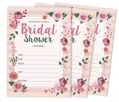 Inkdotpot 30 Приглашения на девичникЦветочный стильЗаливка на свадьбу приглашает Бланк 5 x 7 белый