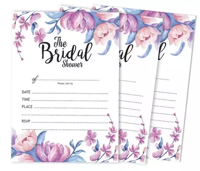 Inkdotpot 30 Приглашения на девичникЦветочный стильЗаливка на свадьбу приглашает Бланк 5 x 7 белый