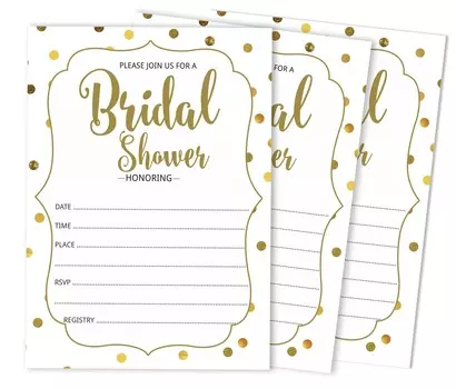 Inkdotpot 30 Приглашения на девичникЗолотое конфеттиСвадебный стиль заполнения Приглашает Бланк 5 x 7 белый