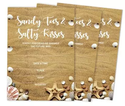Inkdotpot 30A BeachA Приглашения на свадебный душ в стиле Fill-In Свадебная заготовка 5 x 7 бежевый