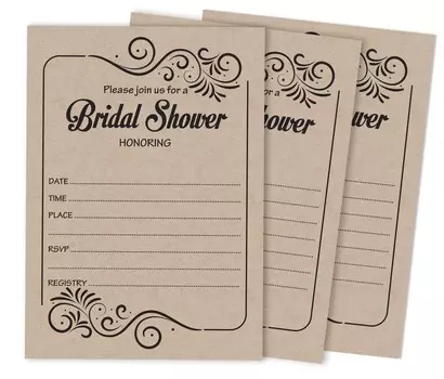 Inkdotpot 30A Fill in Style KraftA Fill-In Style Приглашения на свадебный душ Свадебная заготовка 5 x 7 бежевый