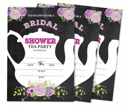 Inkdotpot 30A FloralA Заполняющий стиль Приглашения на свадебный душ Свадебная заготовка 5 x 7 белый