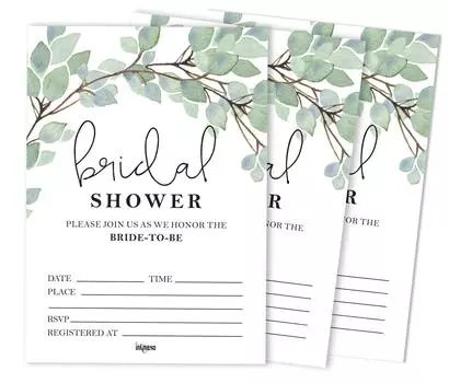 Inkdotpot 30A GreeneryA Fill-In Style Приглашения на свадебный душ Свадебная заготовка 5 x 7 белый