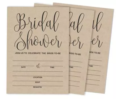 Inkdotpot 30A Kraft RusticA Приглашения на девичник в стиле заливки Свадебный бланк 5 x 7 бежевый