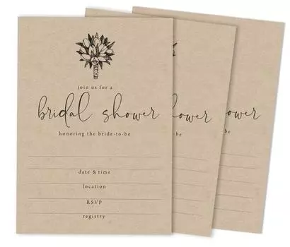 Inkdotpot 30A Rustic Kraft PaperA Заполняющий стиль Приглашения на свадебный душ Свадебная заготовка 5 x 7 бежевый