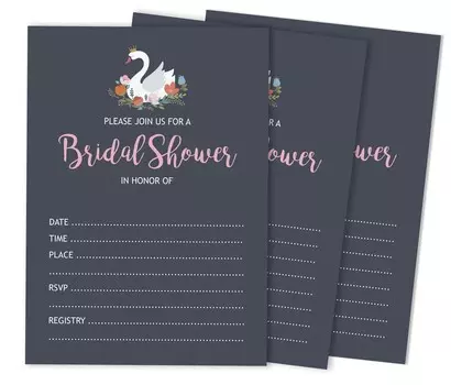 Inkdotpot 30A SwanA Приглашения на свадебный душ в стиле заливки Свадебная заготовка 5 x 7 синий