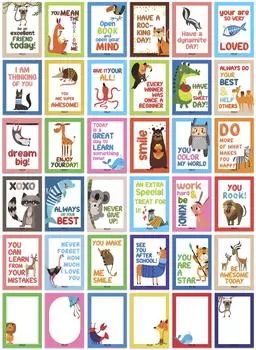 Inkdotpot 36 карточек Ланч-бокс Заметки для детей, Ежедневные вдохновляющие строки Счастливые мысли для детей, Студенты 3.5x2.5 Inches разноцветный