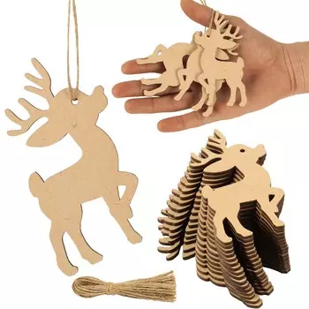 Inkdotpot 40 шт. ангельское деревянное украшение с отверстиями 3,5 незавершенные предварительно просверленные ломтики натурального дерева для поделок из дерева 3.5-4 cm коричневый