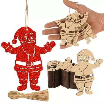 Inkdotpot 40 шт. ангельское деревянное украшение с отверстиями 3,5 незавершенные предварительно просверленные ломтики натурального дерева для поделок из дерева 3.5-4 cm коричневый