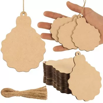 Inkdotpot 40 шт. деревянное украшение с отверстиями 3,5 незавершенные предварительно просверленные ломтики натурального дерева для поделок деревянные DIY рождественские украшения подвесные веревки 3.5-4 cm коричневый