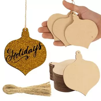 Inkdotpot 40 шт. деревянное украшение с отверстиями 3,5 незавершенные предварительно просверленные ломтики натурального дерева для поделок деревянные DIY рождественские украшения подвесные веревки 3.5-4 cm коричневый