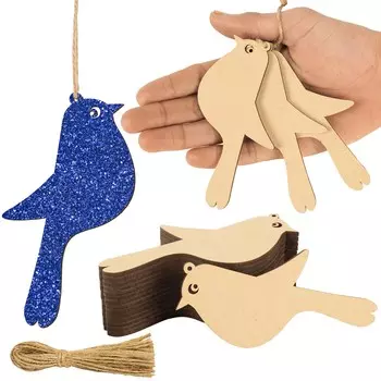 Inkdotpot 40 шт. незавершенное деревянное украшение с отверстиями 3,5 предварительно просверленные ломтики натурального дерева для поделок деревянные DIY рождественские украшения подвесные джутовые веревки 3.5-4 cm коричневый