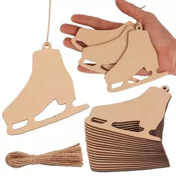 Inkdotpot 40 шт. обувь для коньков деревянный орнамент с отверстиями 3,5 незавершенные предварительно просверленные ломтики натурального дерева для поделок 3.5-4 cm коричневый