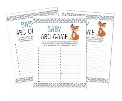 Inkdotpot 50 Baby Alphabet ABC Game Животные джунглей Baby Shower Game Party 5 x 7 Inches