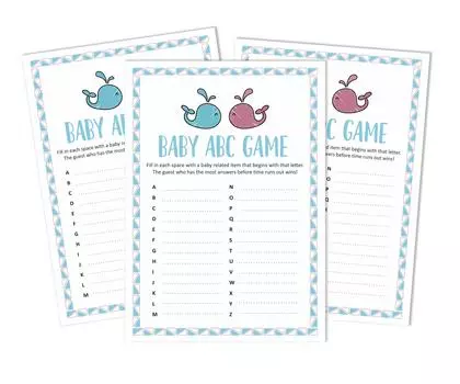 Inkdotpot 50 BabyA AlphabetA ABCA GameA Gender Reveal Baby Shower Game Ita s A Boy Ita s A Girl Party 5 x 7 Inches
