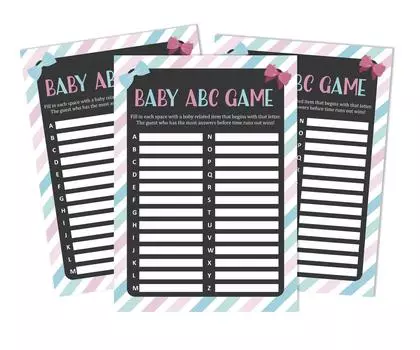 Inkdotpot 50 BabyA AlphabetA ABCA GameA Stripe Gender Reveal Baby Shower Game Ita s A Boy Ita s A Girl Party 5 x 7 Inches