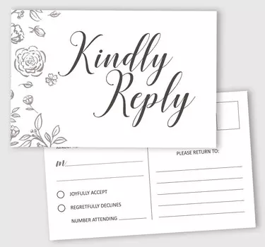 Inkdotpot 50 пустых карточек RSVP, открытки RSVP, конверты не нужны, открытка с цветочным принтом, RSVP для свадьбы, детского душа, невесты 4 x 6 Inches белый