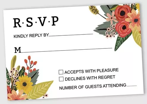 Inkdotpot 50 пустых карточек RSVP с белыми конвертами Цветочные карточки ответов 4 x 6 дюймов-ответная карточка RSVP для свадьбы-свадебного душа-детского душа-репетиции 4 x 6 Inches белый