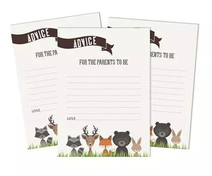 Inkdotpot 50A Advice CardsA For Baby Shower Game Гендерно-нейтральные советы для новых мам и пап Jungle Animals Boy Or GirlA Party 5 x 7 Inches