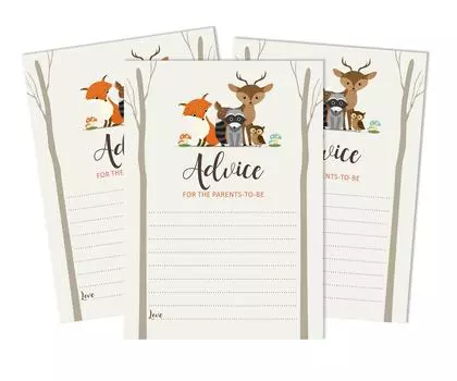 Inkdotpot 50A Advice CardsA For Baby Shower Game Гендерно-нейтральные советы для новых мам и пап Jungle Animals Boy Or GirlA Party 5 x 7 Inches