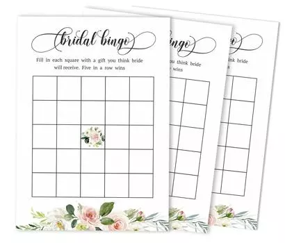 Inkdotpot 50A Цветочный бранч и BubblyA BingoA GameA CardsA Для свадебного душа Девичник Bulk Blank Square Fill In Gift 5 x 7 Inches белый