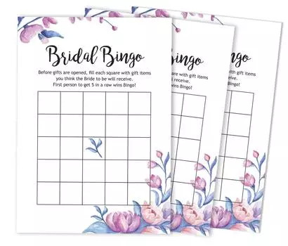 Inkdotpot 50A FloralA BingoA GameA CardsA Для свадебного душа Девичник Bulk Blank Square Fill In Gift 5 x 7 Inches белый