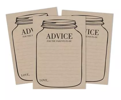 Inkdotpot 50A Карточки с советамиA Для детского душа Игра Mason Jar Advice For New Mom & Dad Гендерно-нейтральный мальчик или девочкаA Rustic Kraft Party 5 x 7 Inches