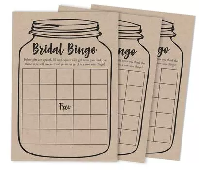 Inkdotpot 50A Rustic Kraft Mason JarA BingoA GameA CardsA Для свадебного душа Девичник Bulk Blank Square Fill In Gift 5 x 7 Inches бежевый