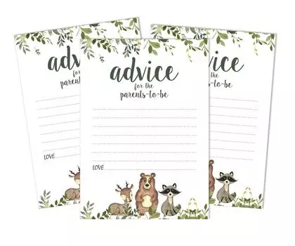 Inkdotpot 50A Советы КартыНовые родителиДля детского душа Игра Джунгли Животные Праздничные атрибутыГендерно-нейтральный совет для новой мамы 5 x 7 Inches