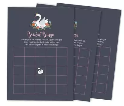 Inkdotpot 50A SwanA BingoA GameA CardsA для свадебного душа Девичник оптом пустой квадрат заполнить подарок 5 x 7 Inches синий