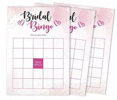 Inkdotpot 50A Watercolor SplashA BingoA GameA CardsA Для свадебного душа Девичник Bulk Blank Square Fill In Gift 5 x 7 Inches белый